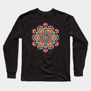 Ethnic Mandala Round Ornament Pattern Long Sleeve T-Shirt